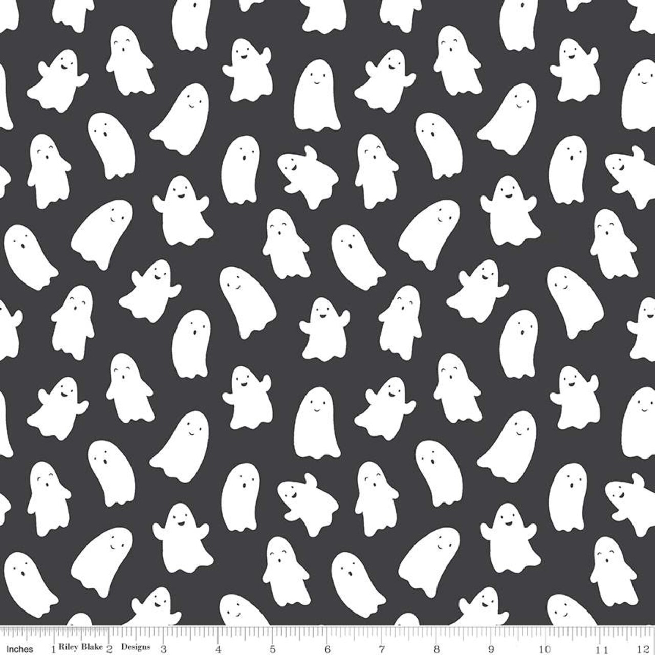 Fabric Riley Blake Charcoal Ghosts Hey Pumpkin by the Quarter Yard C16032-CHARCOAL